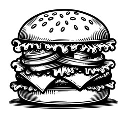 classic cheeseburger hand drawn vector