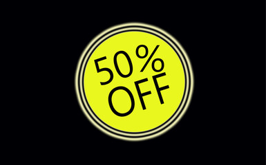 50 Percent Off Sale Sign in Yellow Circle | Discount Advertisement for Retail Marketing and Promotional Campaigns,handmade
