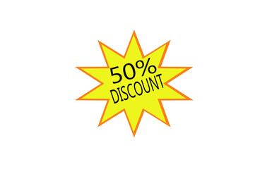 50% Discount Burst Star Graphic | Yellow Sale Promotion Sticker for Retail Marketing and Advertising,handmade