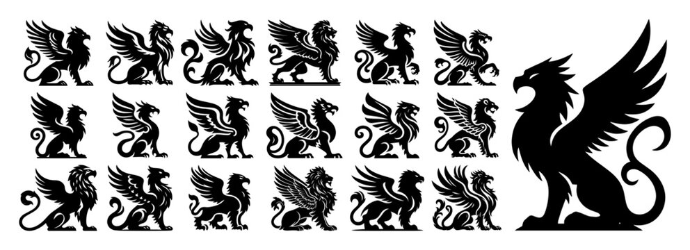 griffin mythical creature silhouette collection