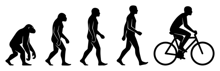 evolution of man to cyclist silhouette