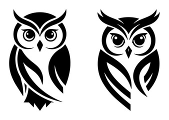 stylized owl bird vector logo design