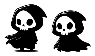cute grim reaper cartoon character vector
