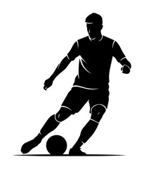 soccer player silhouette kicking ball vector