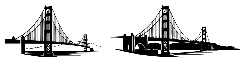 famous suspension bridge vector illustration