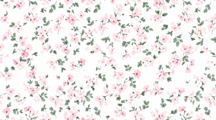 Seamless floral pattern, watercolor background pattern colorful flowers on white background