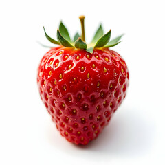 Strawberry Closeup on White Background Fresh Red Berry