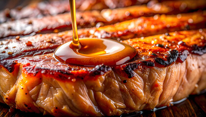 Traditional cuisine featuring grilled meat with local flavors and savory glaze on top food meat grill bar-b-q skewer