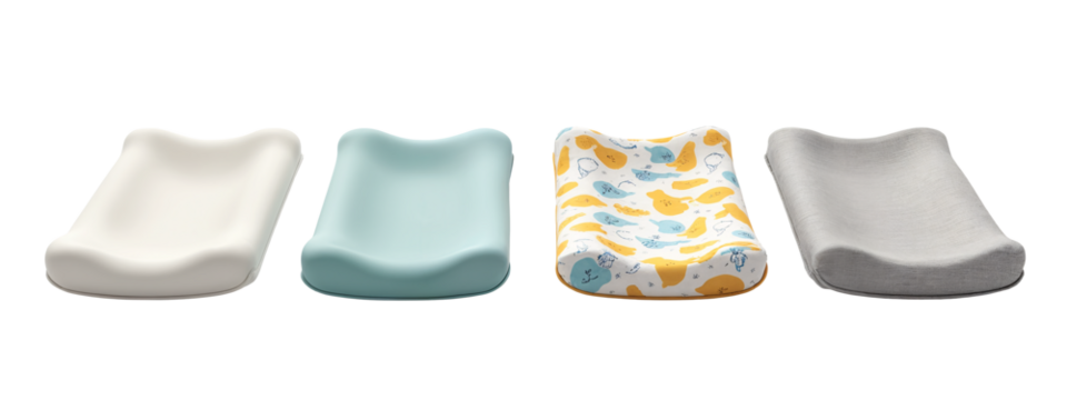 A set of three different colored changing pads