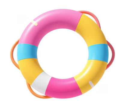 Colorful 3d isolated lifebuoy on transparent background summer fun poolside vibrant viewpoint