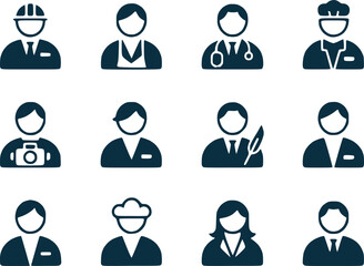
Professional Occupation Icons  Diverse Career Silhouettes Vector Set