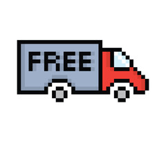  pixel free delivery Truck  icon vector  pixel art shipping icon  8 bit game logo