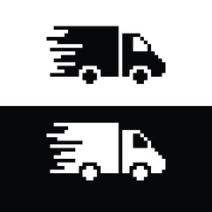 Fototapeta premium pixel free delivery Truck icon vector pixel art shipping icon 8 bit game logo