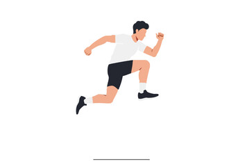 A dynamic illustration depicts a man in mid-power jump, showcasing athleticism and energy. Clean, modern style with a gray background. Ideal for fitness, sports, and active lifestyle visuals.