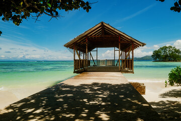 tropical beach hut on the beach