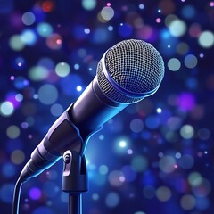 Microphone technology live sound recording vibrant bright professional audio concert stage lights image