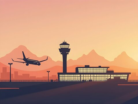 Airport Terminal Silhouette Graphic for Travel and Transportation Designs