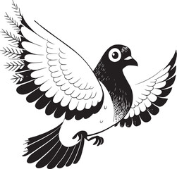 Obraz premium dove on white background, pigeon black white vector 