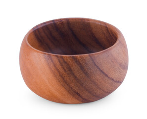 empty wood bowl on white background.