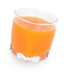 glass of orange juice on white background.