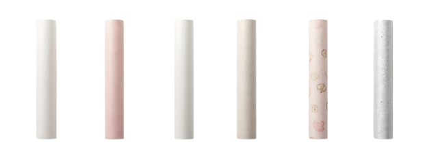 A set of four different colored paper rolls