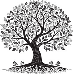 Obraz premium vector tree with leaves, vector tree silhouette,