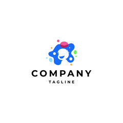 happy little kid logo with colorful bubble spot effect in a flat design style