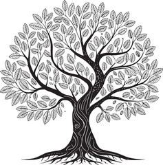 Obraz premium vector tree with leaves, vector tree silhouette,