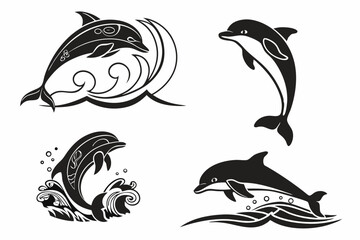 Naklejka premium set of dolphins