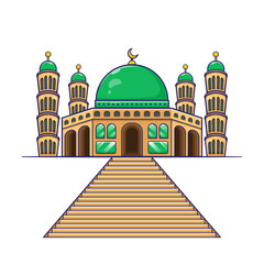 Great cartoon vector illustration about Islamic Mosque buildings isolated on white background with Flat design concept