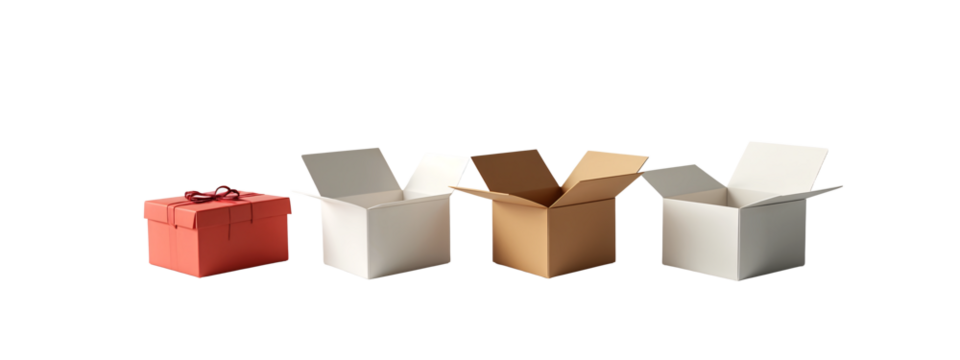 A group of three boxes that are sitting next to each other.