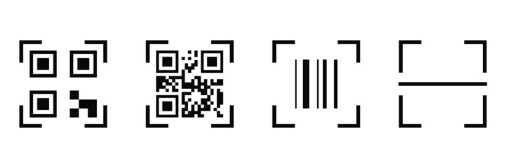 Qr-code and scanner vector icon illustrator on white background. business pay symbol icon vector. 