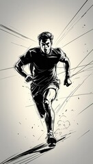 Running Man Sketch &ndash; Black and White