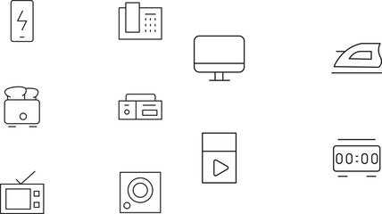 Collection of Household Appliance Icons  Versatile Line Art Graphics for Web and Print Projects. Downloadable EPS Vector Files.