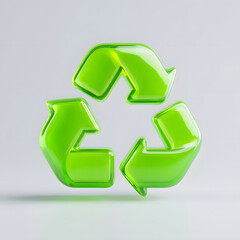3D Green Recycling Symbol for Eco-Friendly Concept