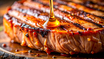 Traditional cuisine grilled meat with local flavor and honey glaze creates mouthwatering delight food meat grill bar-b-q skewer