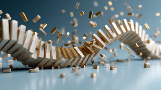 A stack of wooden blocks is falling apart - Powered by Adobe