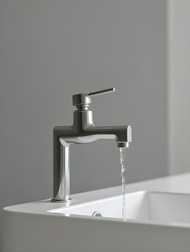Water tap with dripping faucet showcasing minimal design style in art