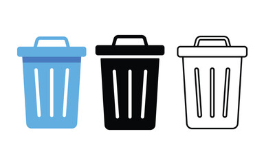 Trash bin flat vector icon and clip art design on a white background. Garbage sign symbol design