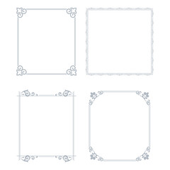 Set of decorative frames Elegant vector element for design in Eastern style, place for text. Floral gray and white borders. Lace illustration for invitations and greeting cards