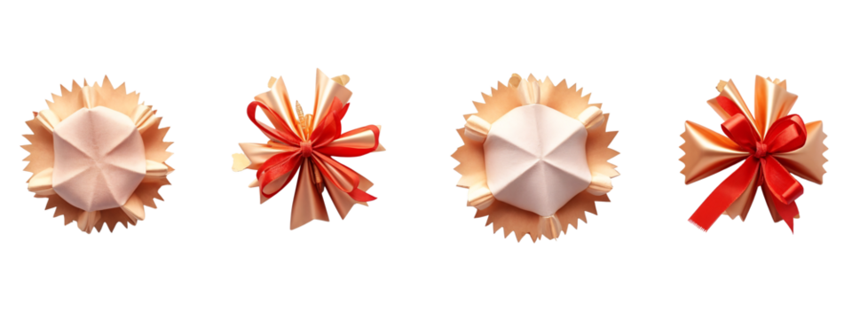 A set of four different colored bows