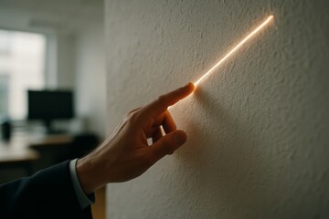 man pressing a touchscreen button