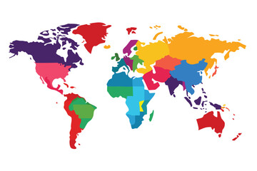 Obraz premium Colorful World Map A Global Perspective of Regions and Continents
