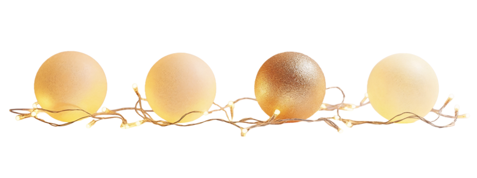 A set of three lighted spheres