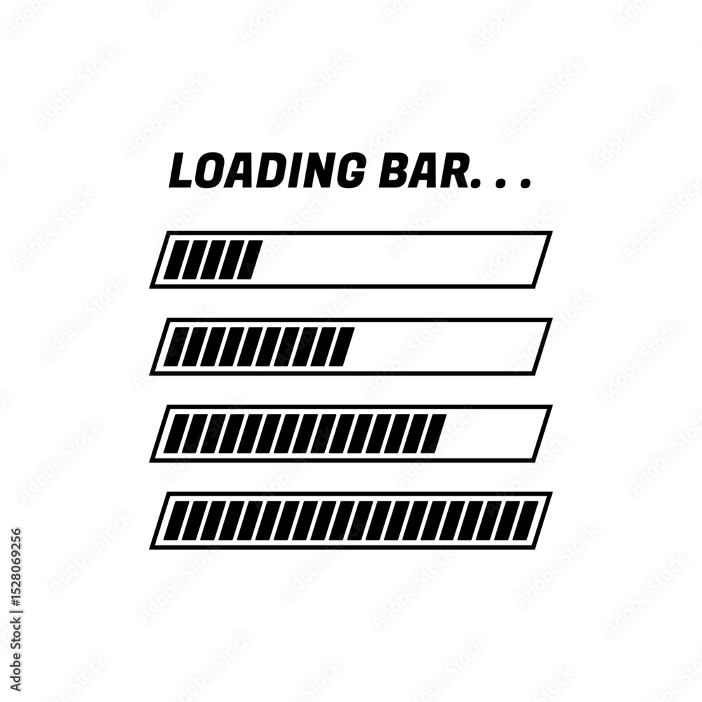 Poster Loading Icons and Progress Bar.  Horizontal Load Indicators.