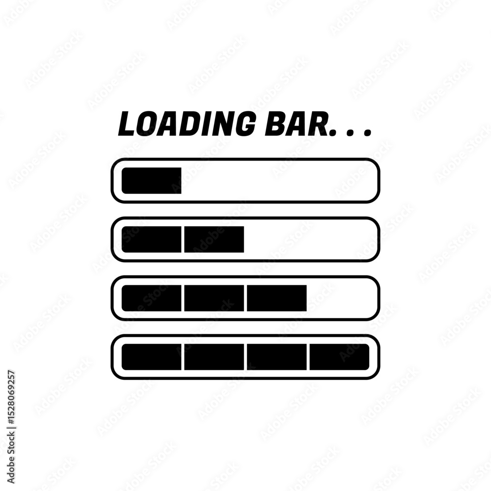 Poster Loading Icons and Progress Bar.  Horizontal Load Indicators.
