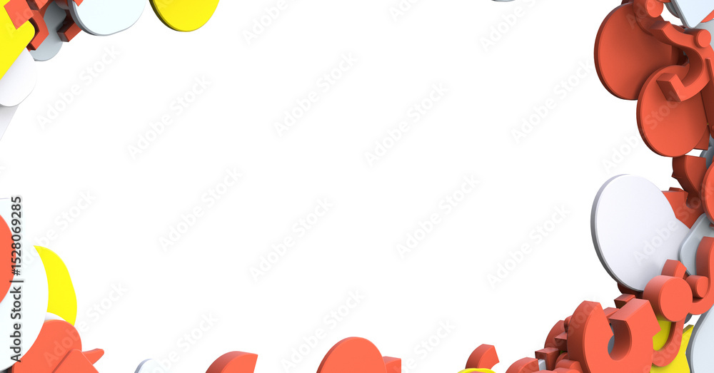 Poster 3D rendering flying email icon and web flying