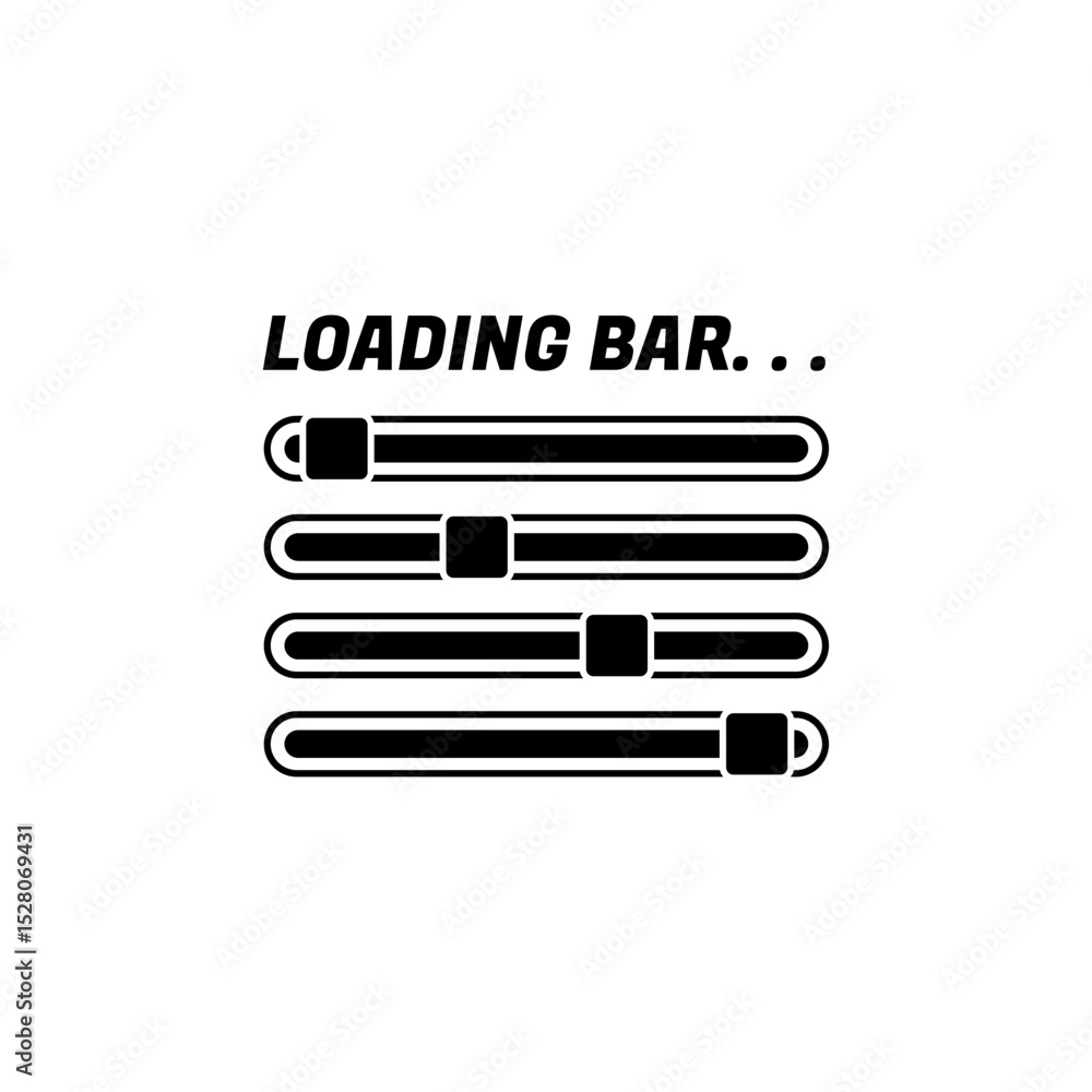Poster Loading Icons and Progress Bar.  Horizontal Load Indicators.