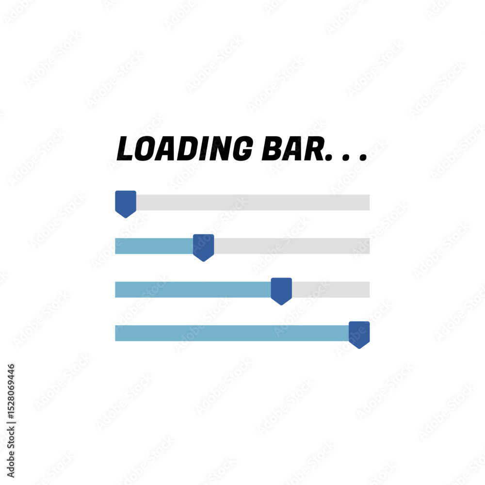 Poster loading icons and progress bar. horizontal load indicators.