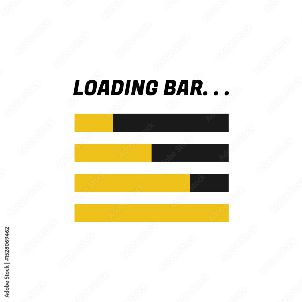 Poster loading icons and progress bar. horizontal load indicators.